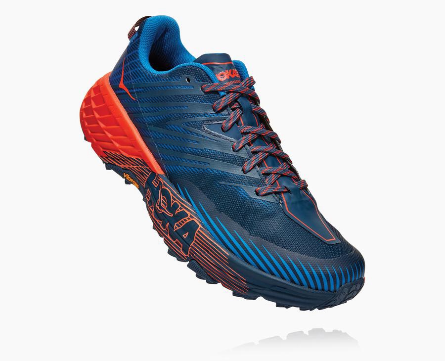 Tenis Hoka One One Trail Hombre Azules/Rojos - Speedgoat 4 - ISMO81342